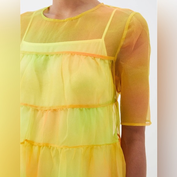 🌺🎉HP🎉🌺 NWT Staud Hyacinth Organza Tiered Maxi Dress Multi Sunray - Picture 3 of 16